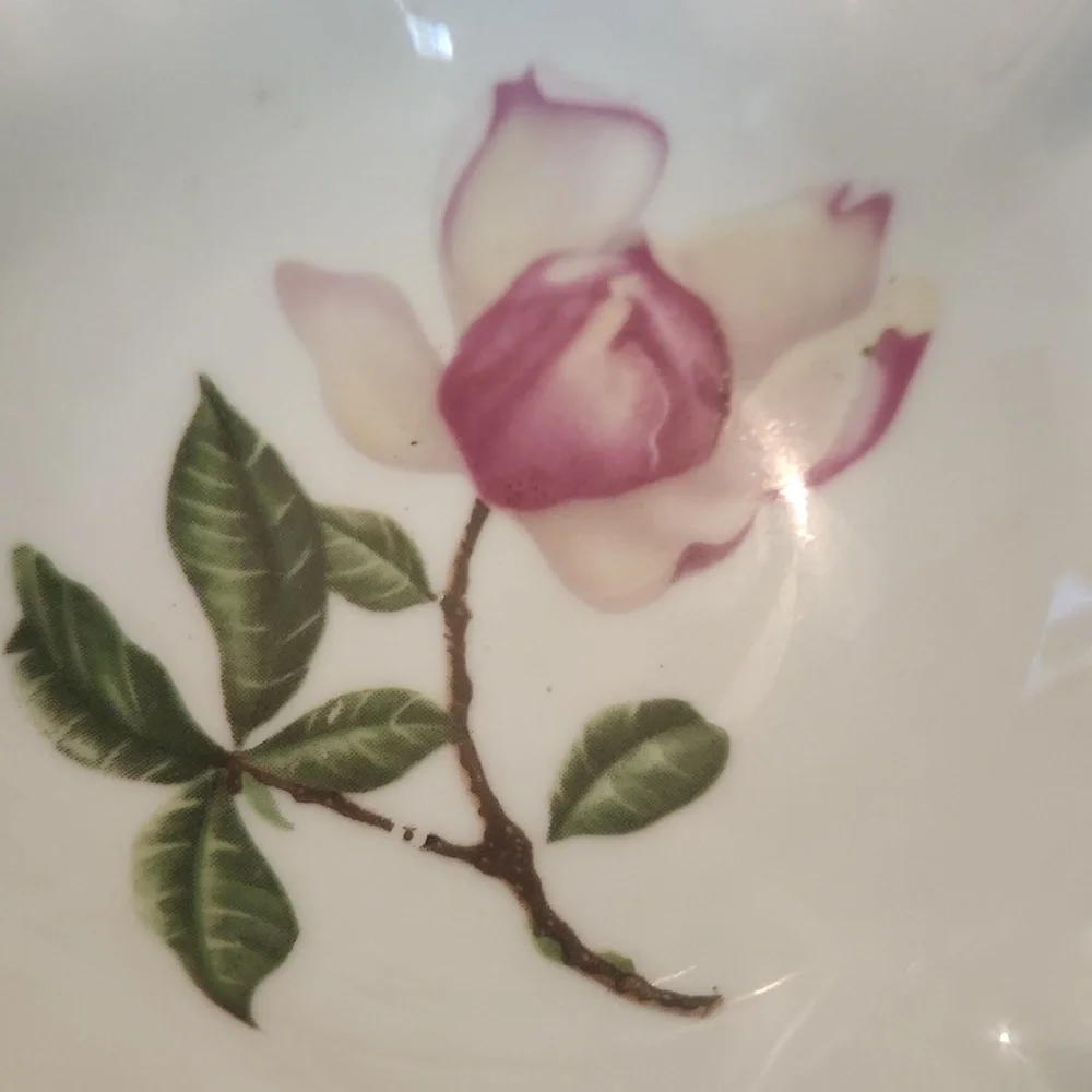 VINTAGE MITTERTEICH BAVARIA ROSE GERMAN RUFFLED TRINKET DISH/ASHTRAY. #6129O35.